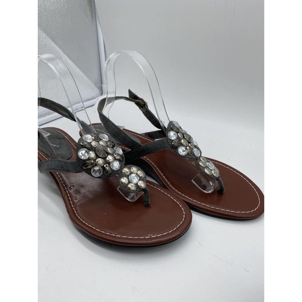 Cloud Walkers By  Avenue Thong Sandals Black Jeans Beaded Size 11W